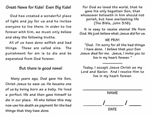 Kids Can Live Forever! (250 Gospel tracts for Kids! $ .03 each)