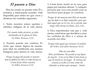 The Bridge to God (Spanish, folletos bíblicos El Puente $ .03 c/u )