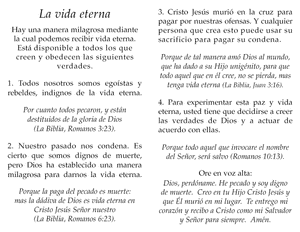 The Secret to Eternal Life (Spanish, 250 folletos cristianos)